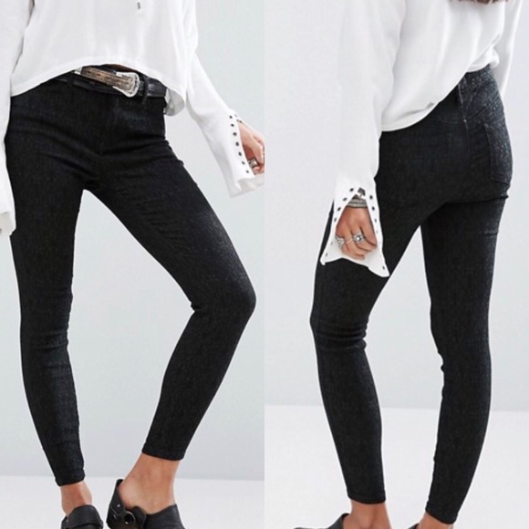 Free People Denim - NWT Free People Black Jacquard Skinny Peyton Jeans